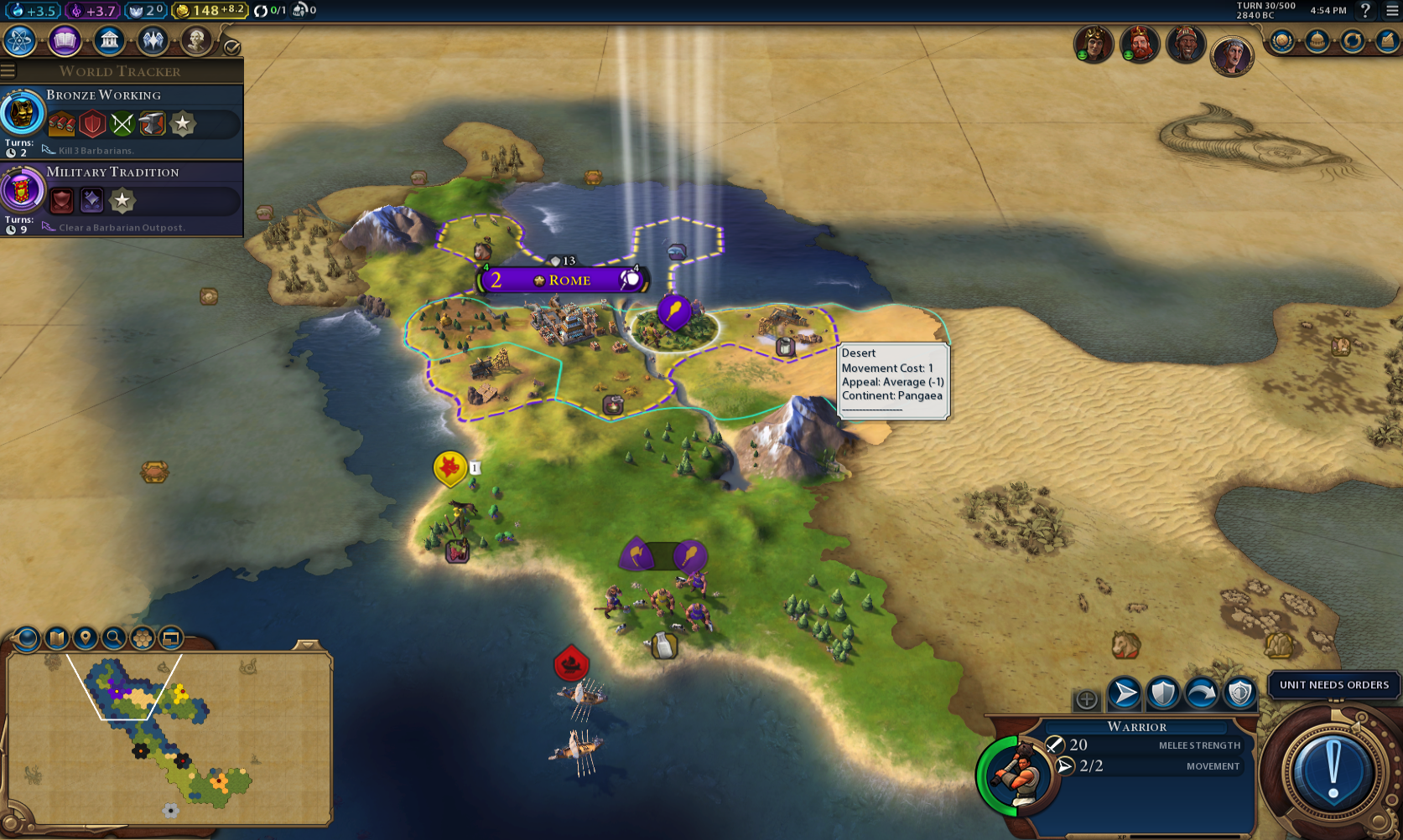 Clono playing Rome in Civilization VI